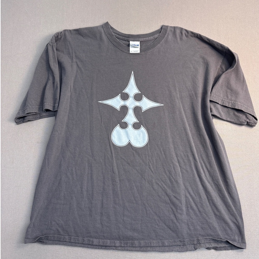 Kingdom Hearts Nobody Emblem Graphic T-Shirt Mens 2XL Gray Gildan Ultra Cotton